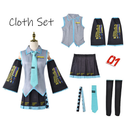 Hatsune Miku Cosplay Traje Para Mulheres Adulto Couro Pano Colete Camisa Saia Conjunto Vocaloid Anime Japonês Roupa De H